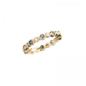 John Apel Round Diamond and Sapphire Bezel Eternity Ring