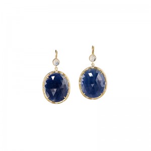 John Apel Sapphire and Diamond Drop Earrings