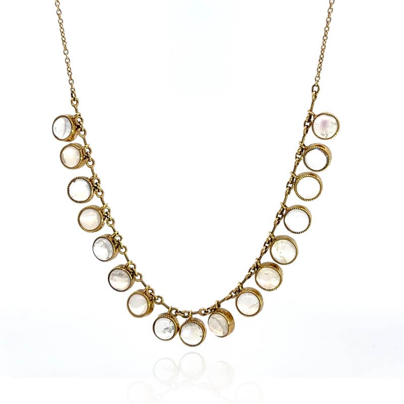 John Apel Moonstone Bezel Dangle Milgrain Edge Necklace
