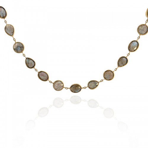 John Apel Oval Labradorite Bezel Necklace