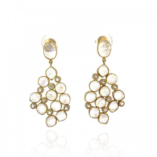 John Apel Milligrain Edge Bezel Set Drop Earrings