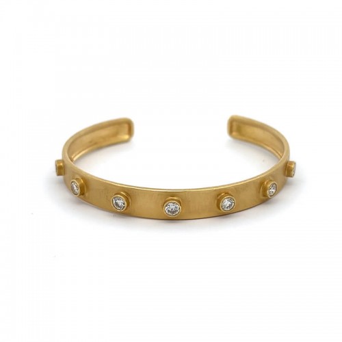 John Apel Diamond Milgrain Bezel Cuff Bangle Bracelet