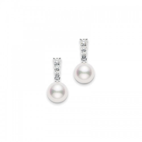 Mikimoto Akoya Pearl with Diamond Drop Earrings