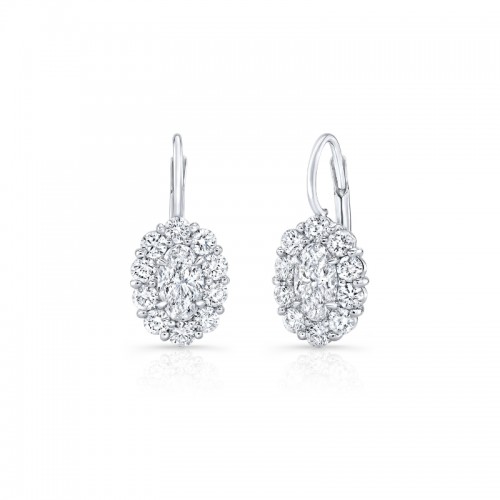Rahaminov 18K White Gold Halo Cluster Earring