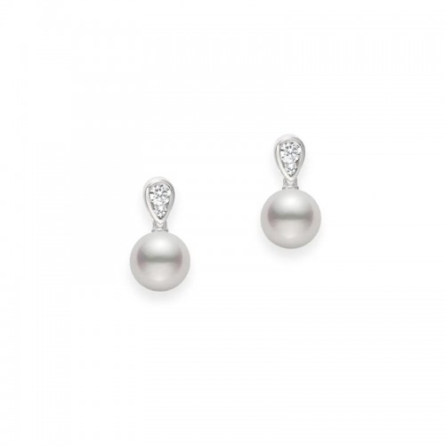 Mikimoto Morning Dew Akoya Diamond Dangle Earrings