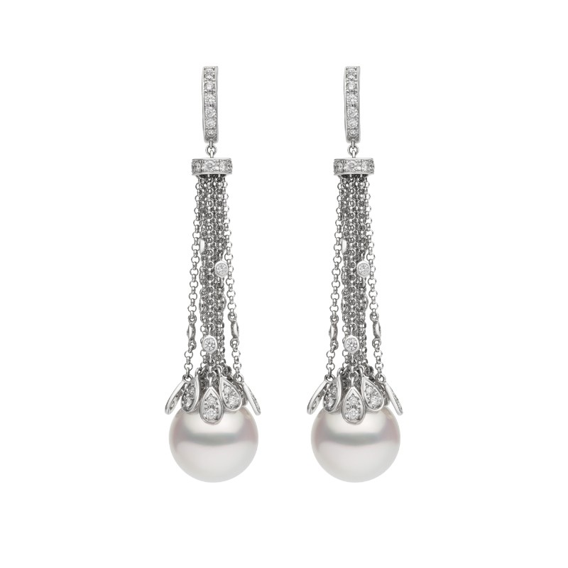 Mikimoto Watefall Chain Drop Peal Earrings
