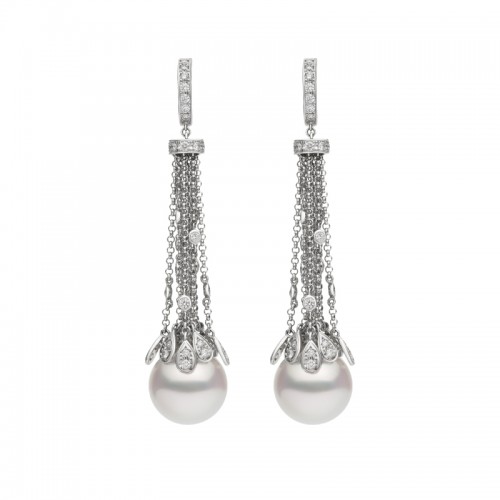 Mikimoto Watefall Chain Drop Peal Earrings
