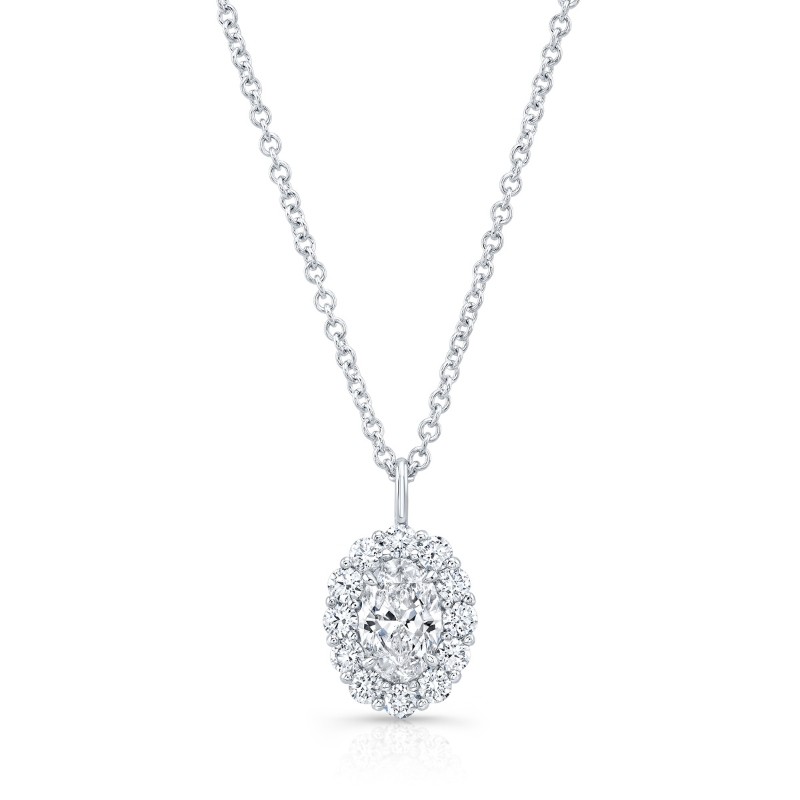 Rahaminov 18K White Gold Halo Cluster Pendant