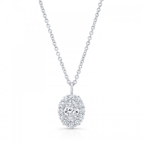 Rahaminov 18K White Gold Halo Cluster Pendant