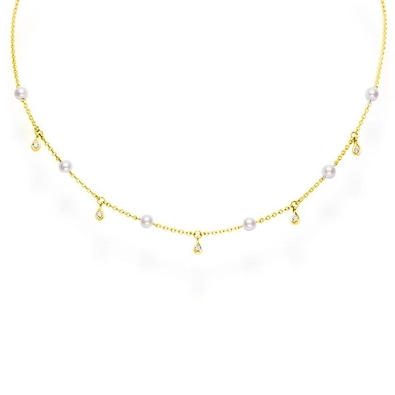 Mikimoto Diamond and Akoya A+ Pearl Necklace