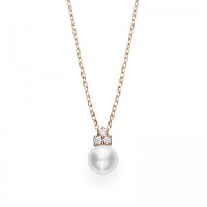 Mikimoto Pendant Akoya A+ 7.75mm(1) Diamond 0.08ct(3) 18KPG 18