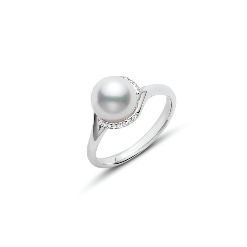 Mikimoto A+ Akoya Pearl and  Diamond Accents Ring