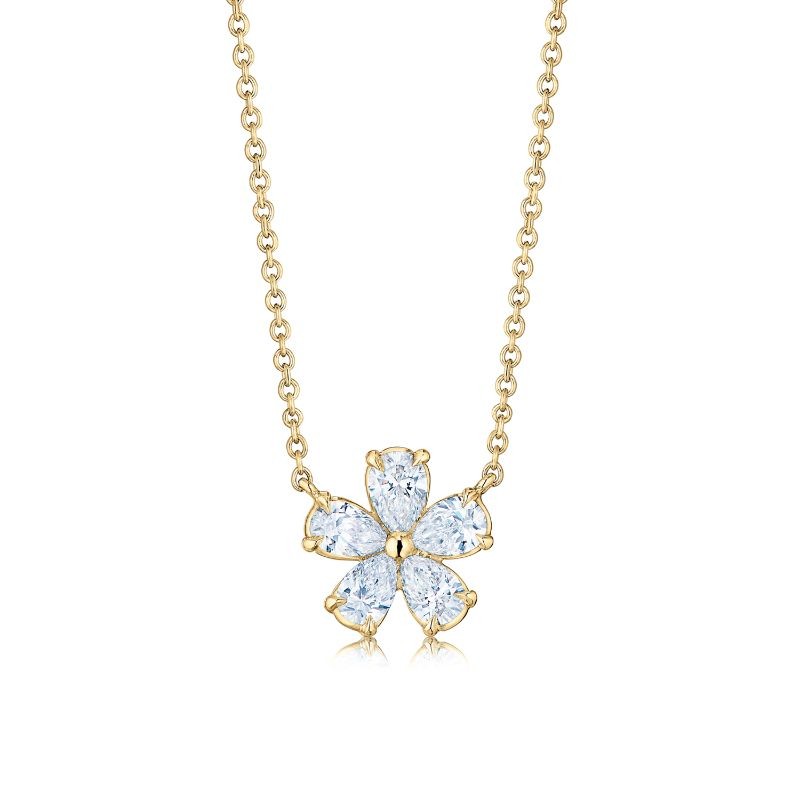 Kwiat Floral Pendant with Pear Shape Diamonds