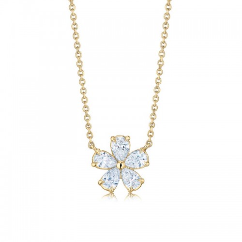 Kwiat Floral Pendant with Pear Shape Diamonds