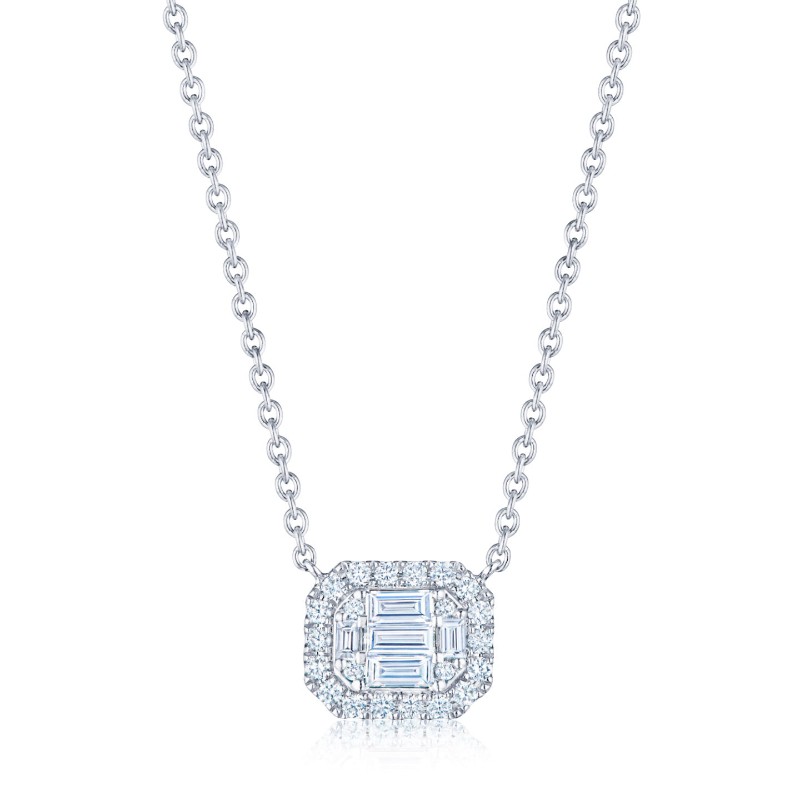 Sunburst Emerald Cut Diamond East-West Pendant