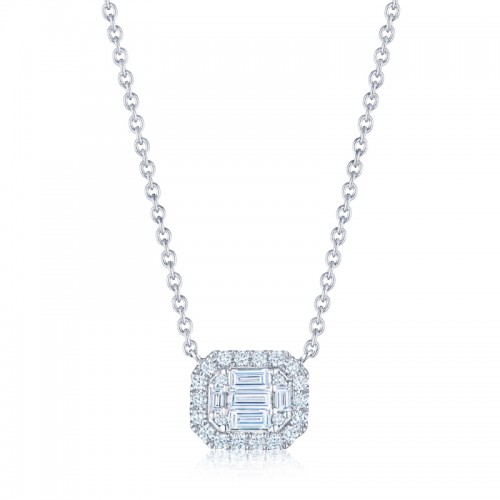 Sunburst Emerald Cut Diamond East-West Pendant