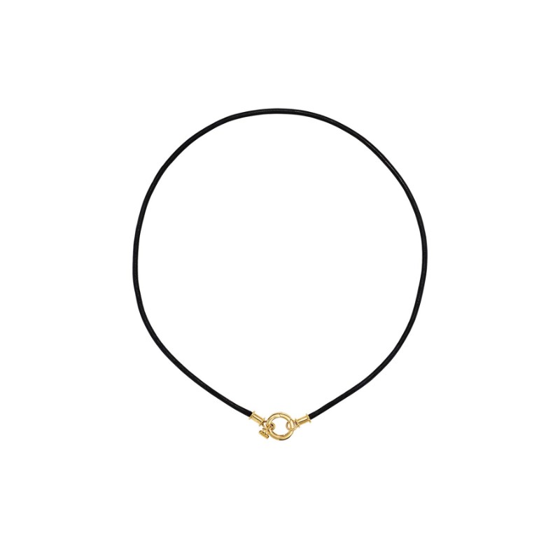 Temple St. Clair 18K Black Leather Cord with Open Bale