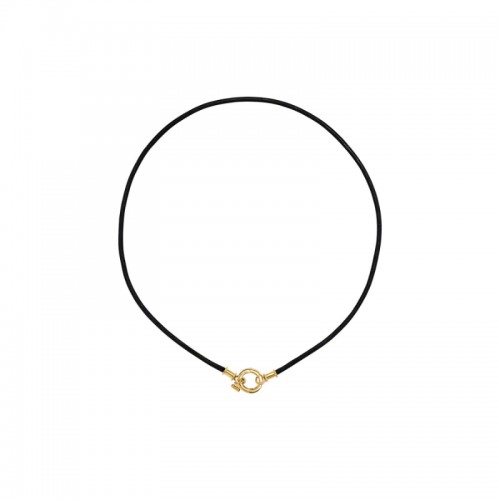 Temple St. Clair 18K Black Leather Cord with Open Bale