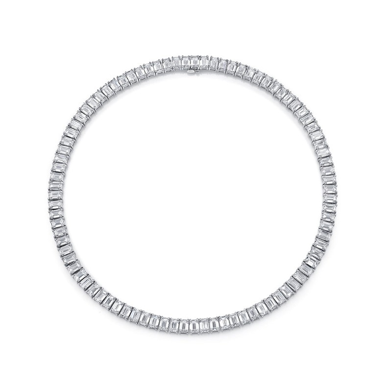 Norman Silverman 63.52 Carat Emerald-Cut Diamond Choker Necklace