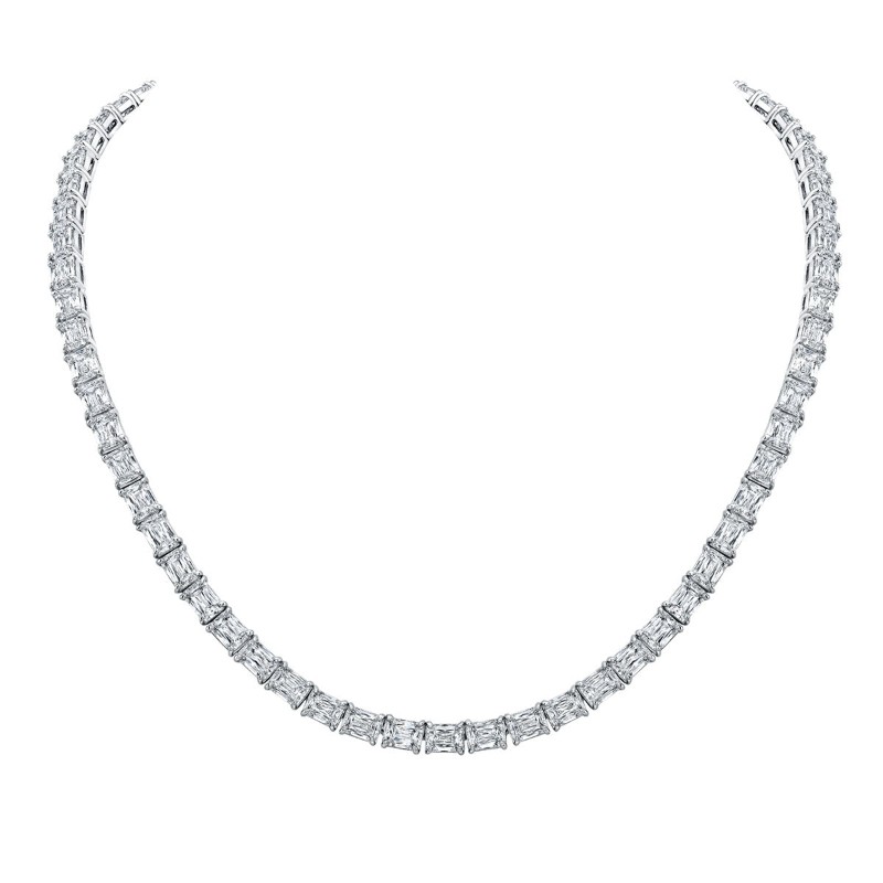 Norman Silverman Emeral Cut Diamond Necklace