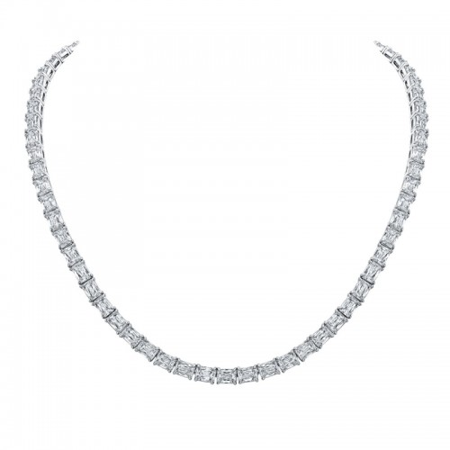 Norman Silverman Emeral Cut Diamond Necklace