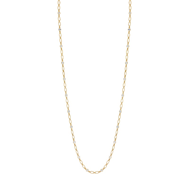 Norman Silverman 4 Carat White Yellow Rose Gold Round Brilliant Diamonds By The Yard Necklace