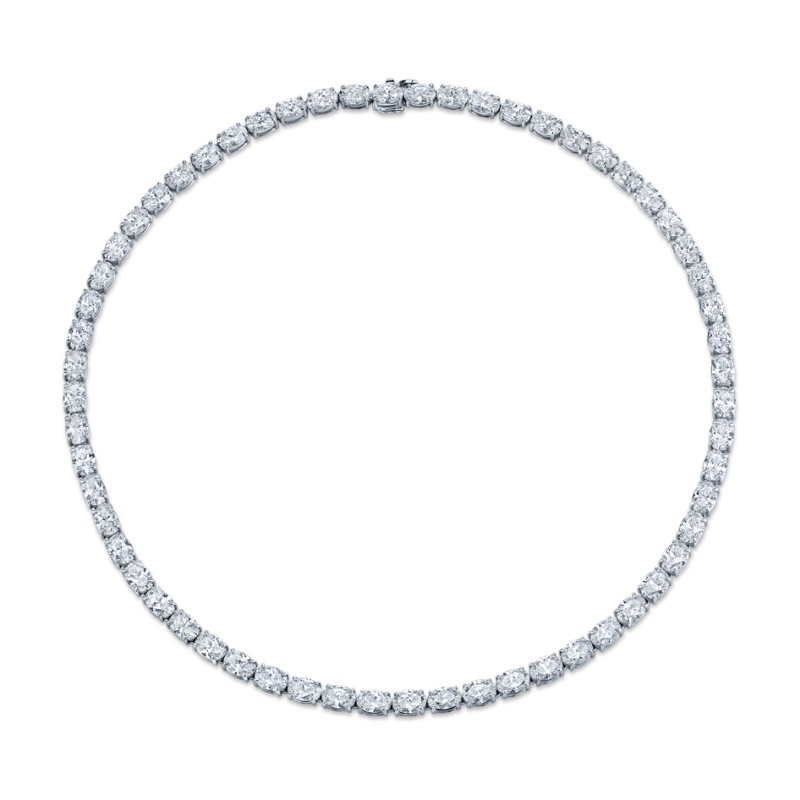 Norman Silverman East West Oval Diamond Necklace
