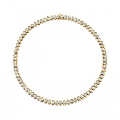 Norman Silverman 24.28 Carat Yellow Gold Straightline Bezeled Oval Necklace