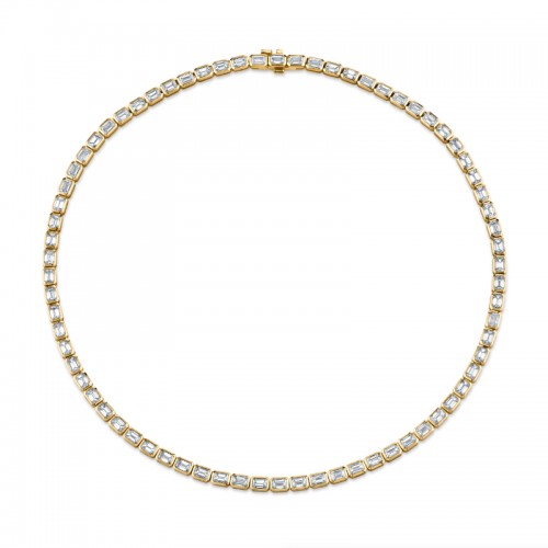 Norman Silverman 17.4 Carat Yellow Gold East-West Diamond Bezel-Set