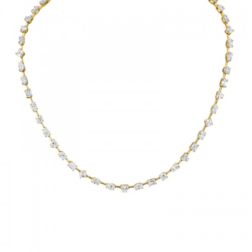 Norman Silverman Fancy Shape Diamonds In 18K Yellow Gold Necklace