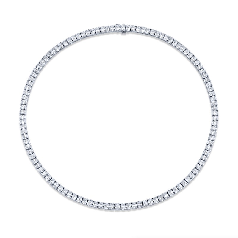Norman Silverman Straight Line Oval Shape Diamond Tennis Necklace