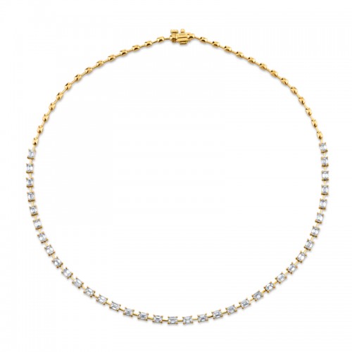 Norman Silverman 7.03 Carat 18K Yellow Gold Emerald-Cut Diamonds Set Necklace