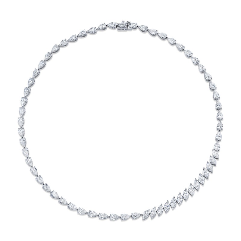 Norman Silverman Marquise And Pear Shape Diamond Necklace