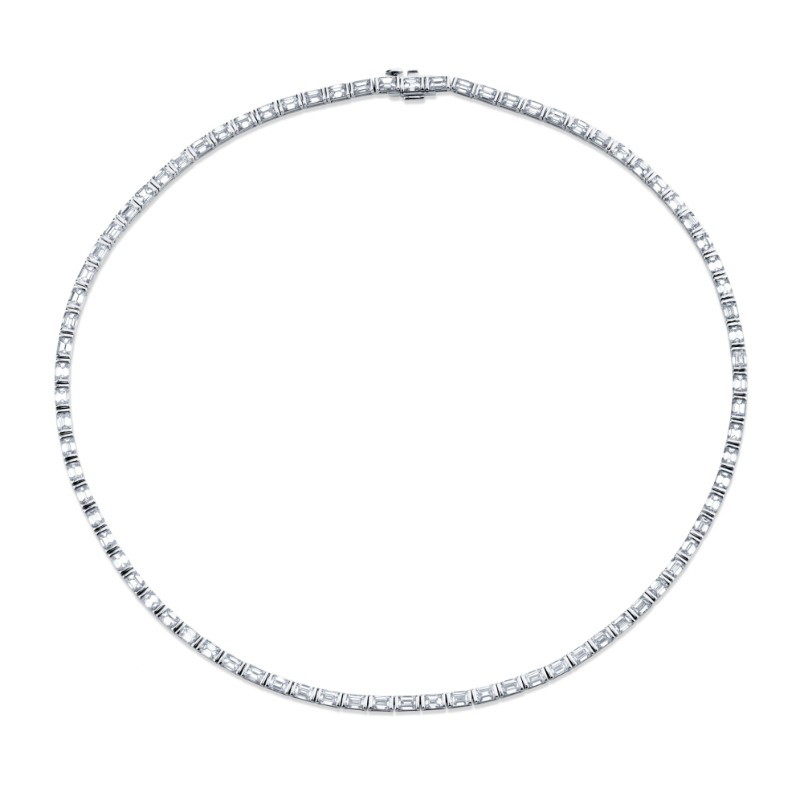 Norman Silverman 15.50 Carat Diamond Emerald Cut Necklace