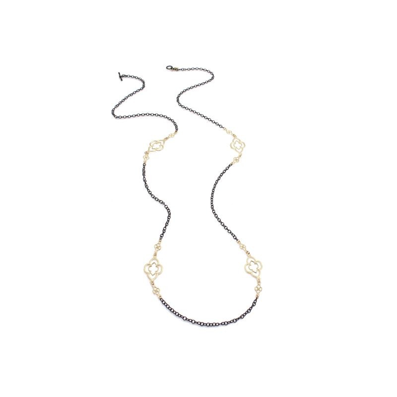 Old World 37 Open Scroll Station Chain Necklace