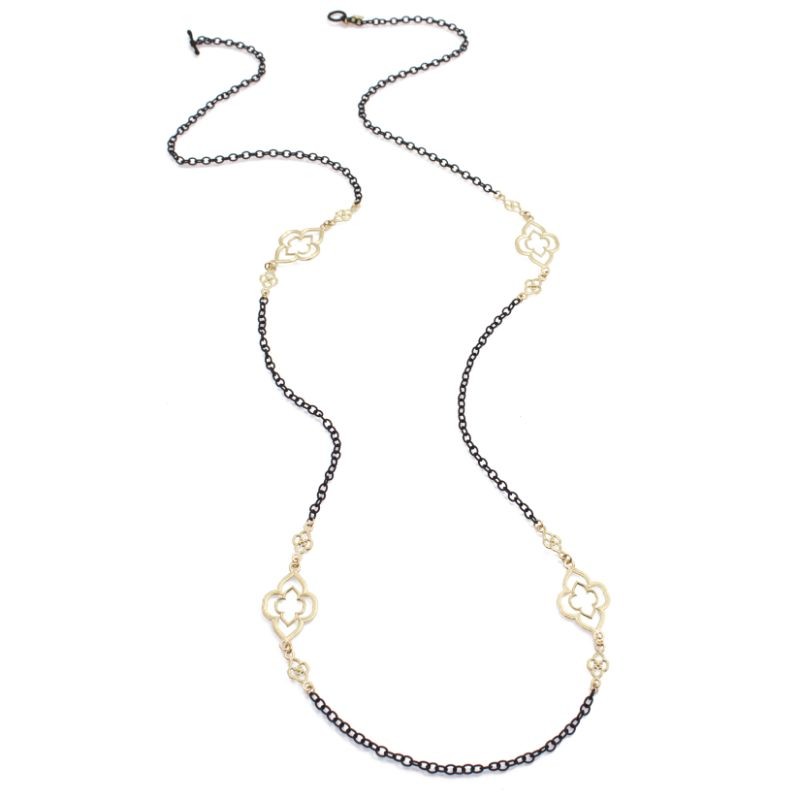 Old World 37 Open Scroll Station Chain Necklace