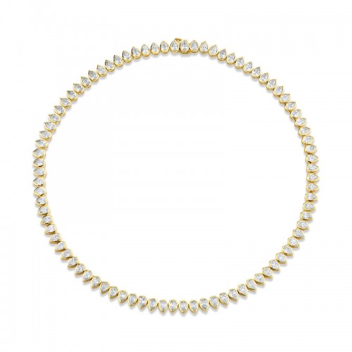 Norman Silverman 20.44 Carat 18K Yellow Gold Bezel Straight Line Necklace