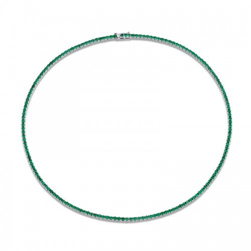 Norman Silverman 6.27 Carat 18K Yellow Gold Green Emerald Straight Line Necklace