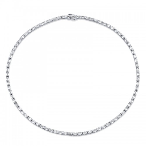 Norman Silverman 16.19 Carat 18K White Gold East West Necklace