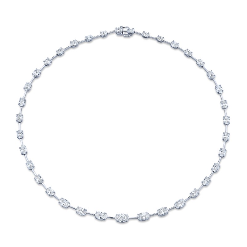 Norman Silverman Graduated Oval Cut Diamond Necklace