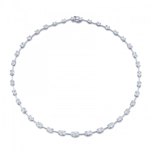 Norman Silverman Graduated Oval Cut Diamond Necklace