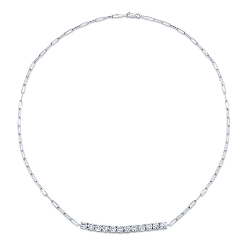 Norman Silverman Floating Round Brilliant Diamond Pendant On Paperclip Chain