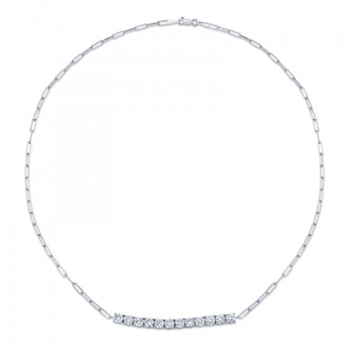 Norman Silverman Floating Round Brilliant Diamond Pendant On Paperclip Chain