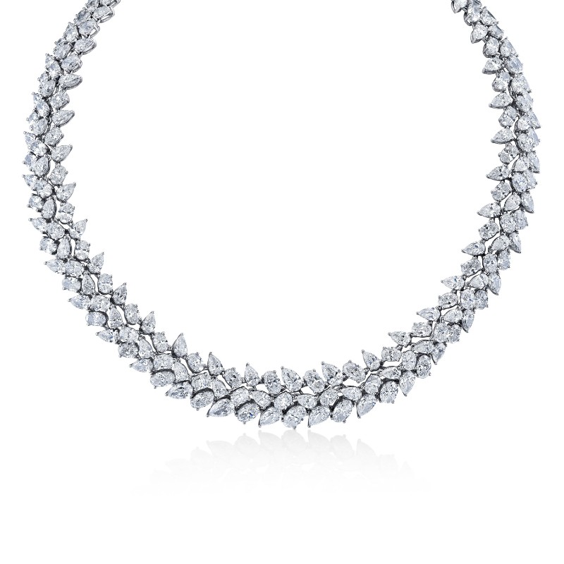 Norman Silverman 67.76 Carat Pear Shape And Oval Cut Diamonds Necklace