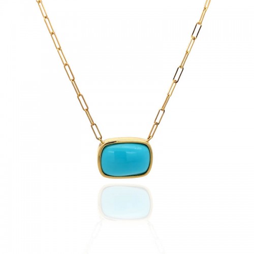 Lauren K Cushion Shaped Sleeping Beauty Turquoise Bea Necklace