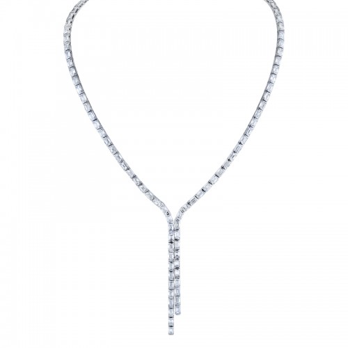 Norman Silverman Emerald Cut Diamond Lariat Necklace