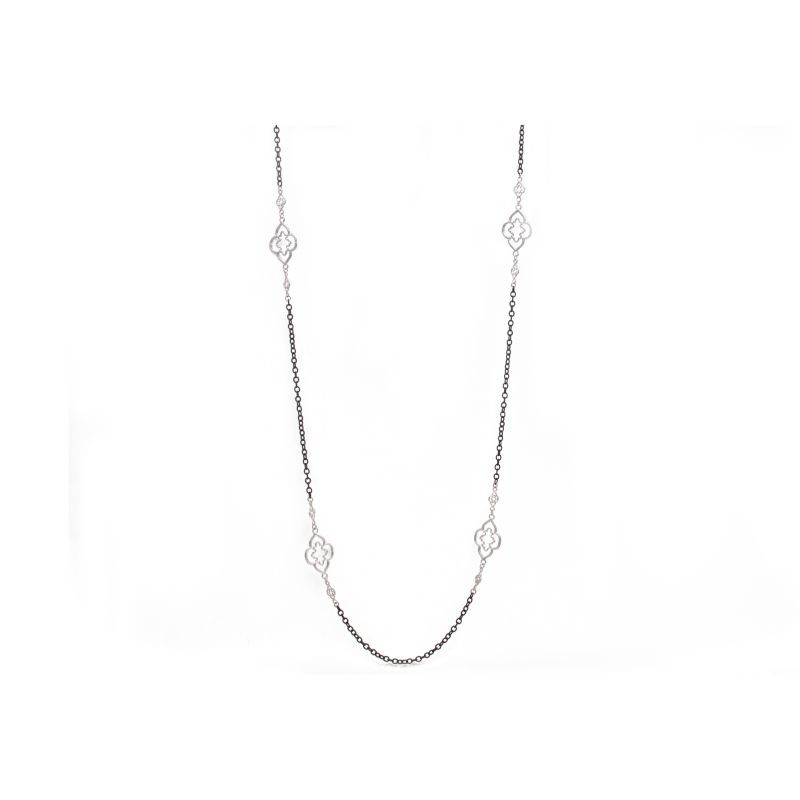 New World 37 Open Scroll Station Darkened Chain Necklace