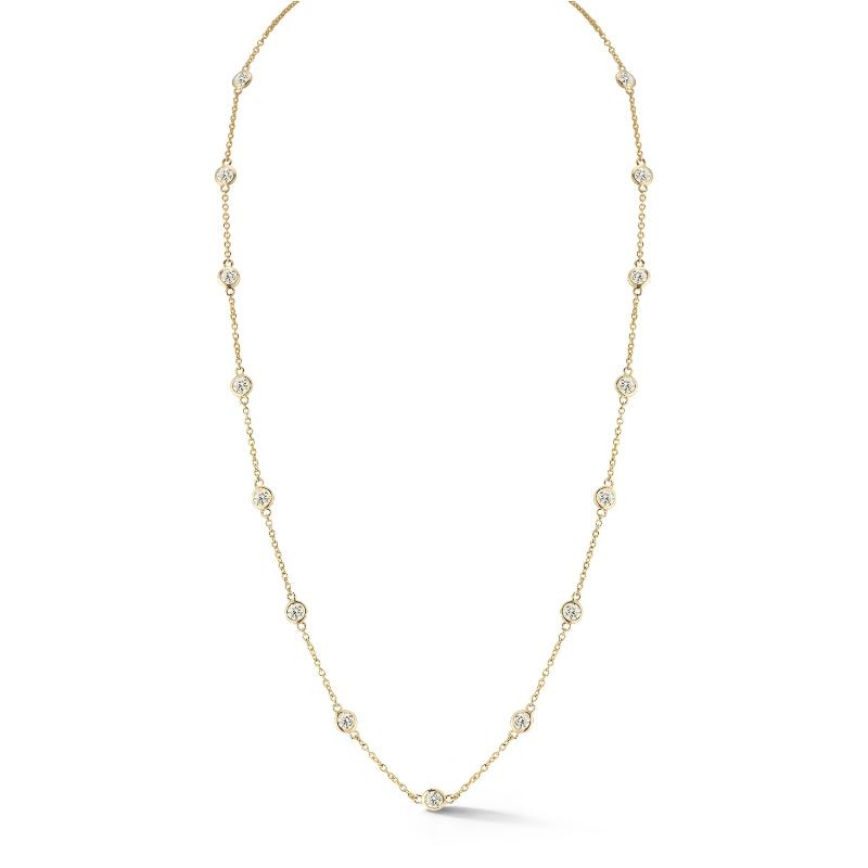 Deutsch Signature 16 Station Plain Bezel Diamond By the Yard Necklaces