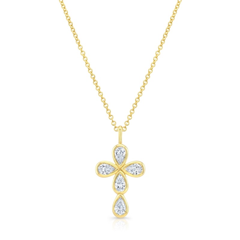 Rahaminov Yellow Gold Cross Pendant Chain