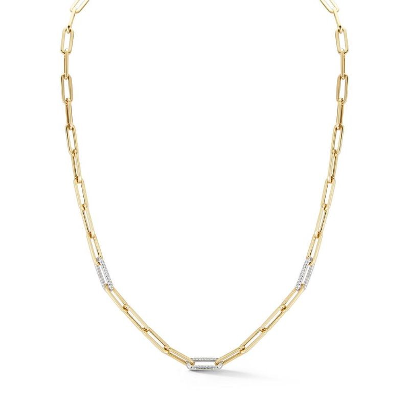 Deutsch Signature Paperclip Chain with 3 Diamond Section